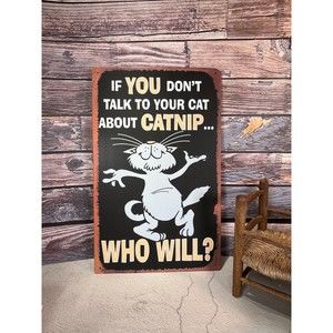 CATNIP SIGN Vintage Ohio Wholesale Inc Metal Plate Plaque Wall Decor